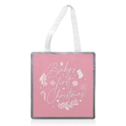 Tote Bags, Baby's First Christmas Bauble Print By The Girl Next Draw