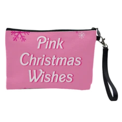Cosmetic Bag, Barbie Inspired Pink Christmas Wishes Typography Quote By Lisa Wardle