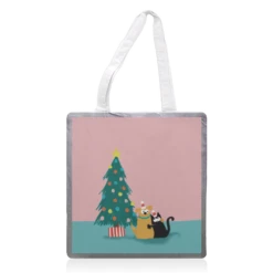 Tote Bags, Cat And Dog Christmas Couple By Giddy Kipper