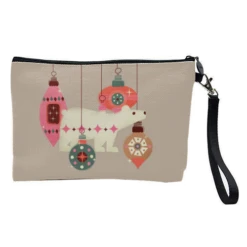 Cosmetic Bag, Christmas Baubles With A Polar Bear By Ania Wieclaw