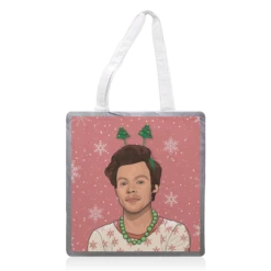Tote Bags, Christmas Boppers Harry Snow Print By The Girl Next Draw