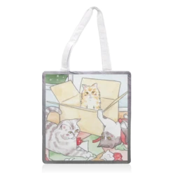 Tote Bags, Christmas Cats // Watercolour Illustration Of Cats Playing With Wrapping Paper & Boxes By A Rose Cast - Karen Murray
