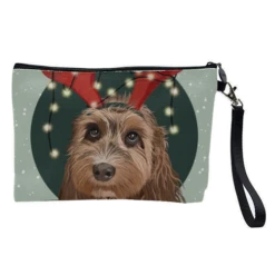 Cosmetic Bag, Christmas Cockapoo Print By The Girl Next Draw