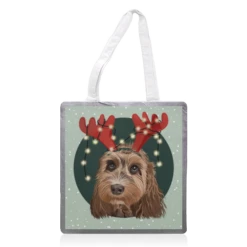 Tote Bags, Christmas Cockapoo Print By The Girl Next Draw