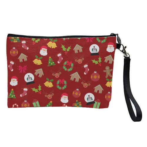 Cosmetic Bag, Christmas Collage Red By Riad Mannan 1 Cosmetic Bag, Christmas Collage Red By Riad Mannan