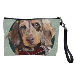 Cosmetic Bag, Christmas Dachshund Print By The Girl Next Draw