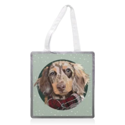 Tote Bags, Christmas Dachshund Print By The Girl Next Draw
