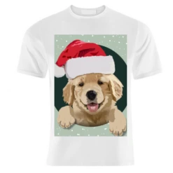 T-shirts, Christmas Golden Retriever Puppy Print By The Girl Next Draw