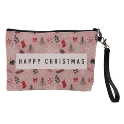 Cosmetic Bag, Christmas Pattern In Pink By The Girl Next Draw