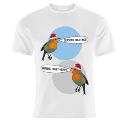 T-shirts, Christmas Robin Seasons Tweetings Collection By Catherine Critchley.