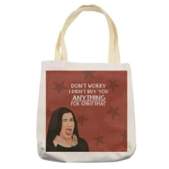 Christmas Store -Christmas Store christmas winking face meme printed tote bag by giddy kipper totebaglinen 634690277dc597.96582212