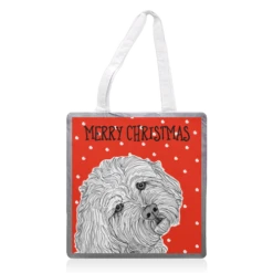 Tote Bags, Cockapoo Christmas Greeting By Adam Regester