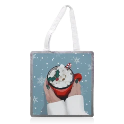 Tote Bags, Cosy Christmas Fall Hot Chocolate Print By The Girl Next Draw