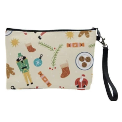 Cosmetic Bag, Cute Illustrated Christmas Xmas Festive Pattern Design By AbiGoLucky