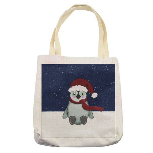 Tote Bags, Cute Penguin Christmas By Charlotte Rowlands 2 Tote Bags, Cute Penguin Christmas By Charlotte Rowlands - Image 2