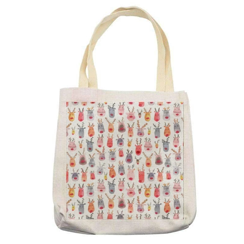 Tote Bags, Cute Watercolor Christmas Rudolph Reindeers By Ninola Design 2 Tote Bags, Cute Watercolor Christmas Rudolph Reindeers By Ninola Design - Image 2