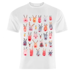 T-shirts, Cute Watercolor Christmas Rudolph Reindeers By Ninola Design