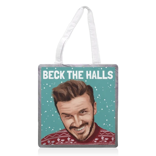 Tote Bags, David Beckham Christmas Beck The Halls By AbiGoLucky 1 Tote Bags, David Beckham Christmas Beck The Halls By AbiGoLucky