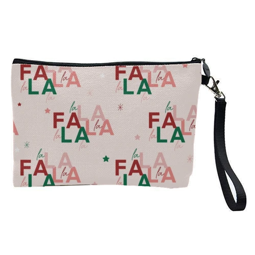 Cosmetic Bag, Fa La La La Christmas Pattern By The Girl Next Draw 1 Cosmetic Bag, Fa La La La Christmas Pattern By The Girl Next Draw