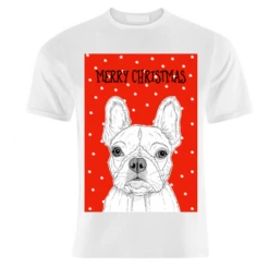 T-shirts, French Bulldog Christmas Greeting By Adam Regester