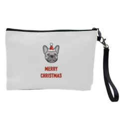 Cosmetic Bag, French Bulldog Portrait Christmas Greeting By Adam Regester