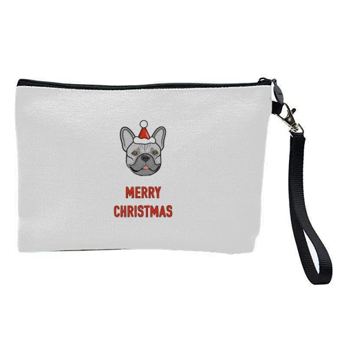 Cosmetic Bag, French Bulldog Portrait Christmas Greeting By Adam Regester 1 Cosmetic Bag, French Bulldog Portrait Christmas Greeting By Adam Regester