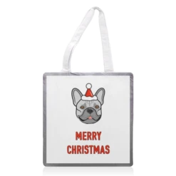 Tote Bags, French Bulldog Portrait Christmas Greeting By Adam Regester