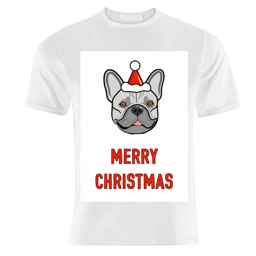 T-shirts, French Bulldog Portrait Christmas Greeting By Adam Regester 1 T-shirts, French Bulldog Portrait Christmas Greeting By Adam Regester