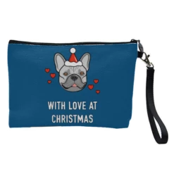 Cosmetic Bag, Frenchie Christmas Love By Adam Regester