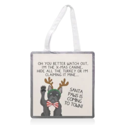 Tote Bags, Frenchie Dog Christmas Rhyme Cute Design Dog Themed By Lisa Wardle