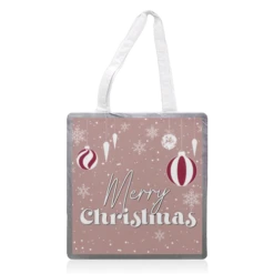 Tote Bags, Hanging Christmas Baubles Print In Pink By The Girl Next Draw