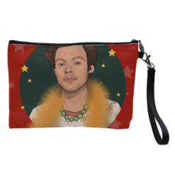 Cosmetic Bag, Harry Christmas Star And Tinsel Print By The Girl Next Draw