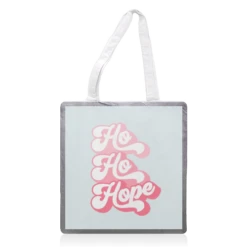 Tote Bags, Ho Ho Hope #positivevibes #Pink #Christmas By Dominique Vari