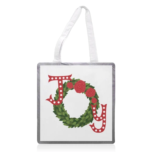 Tote Bags, Joy - Christmas Wreath By The Pattern Parade 1 Tote Bags, Joy - Christmas Wreath By The Pattern Parade