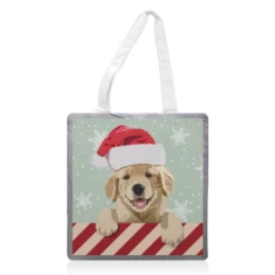 Tote Bags, Labrador Puppy Christmas Snow Print By The Girl Next Draw