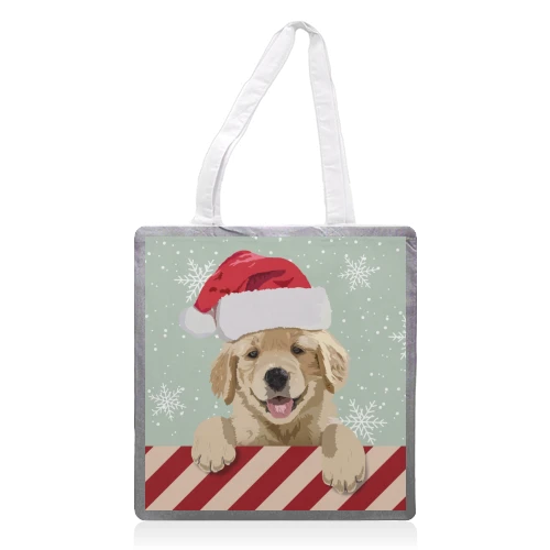 Tote Bags, Labrador Puppy Christmas Snow Print By The Girl Next Draw 1 Tote Bags, Labrador Puppy Christmas Snow Print By The Girl Next Draw