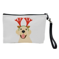 Cosmetic Bag, Labrador Wearing Christmas Antlers By Adam Regester