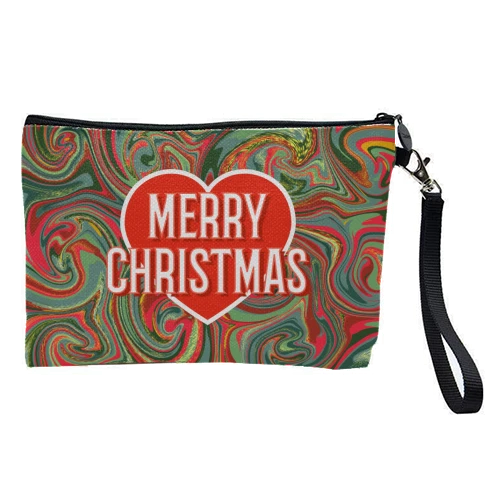 Cosmetic Bag, Marbled Merry Christmas By Adam Regester 1 Cosmetic Bag, Marbled Merry Christmas By Adam Regester
