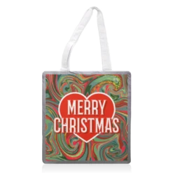 Tote Bags, Marbled Merry Christmas By Adam Regester
