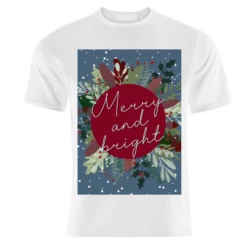 T-shirts, Merry And Bright Christmas Wreath By The Girl Next Draw