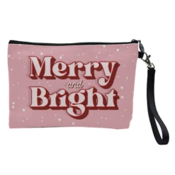 Cosmetic Bag, Merry And Bright Snow Christmas Print By The Girl Next Draw