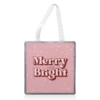 Tote Bags, Merry And Bright Snow Christmas Print By The Girl Next Draw