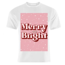 T-shirts, Merry And Bright Snow Christmas Print By The Girl Next Draw
