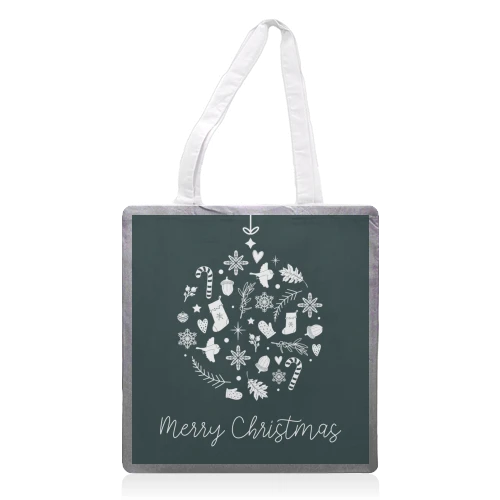 Tote Bags, Merry Christmas Babble Print By The Girl Next Draw 1 Tote Bags, Merry Christmas Babble Print By The Girl Next Draw