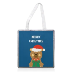 Tote Bags, Merry Christmas Bear By Adam Regester