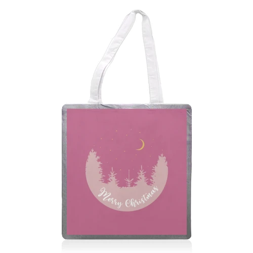 Tote Bags, Merry Christmas Forest (pink) By Cheryl Boland 1 Tote Bags, Merry Christmas Forest (pink) By Cheryl Boland