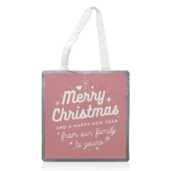 Tote Bags, Merry Christmas Happy New Year Bauble Pink By The Girl Next Draw