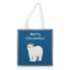 Tote Bags, Merry Christmas Polar Bear On Dark Blue By Adam Regester