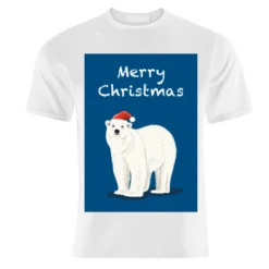 T-shirts, Merry Christmas Polar Bear On Dark Blue By Adam Regester
