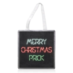 Tote Bags, Merry Christmas Prick Neon Lights By The Girl Next Draw